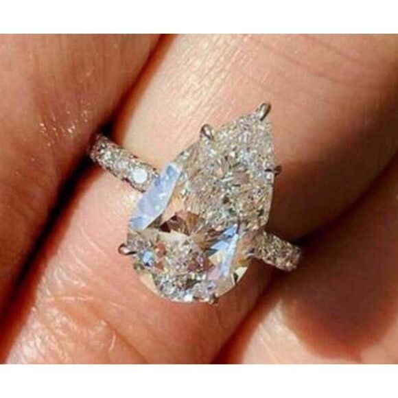 Rose Gold Pear Solitaire Ring - Picture 5 of 9